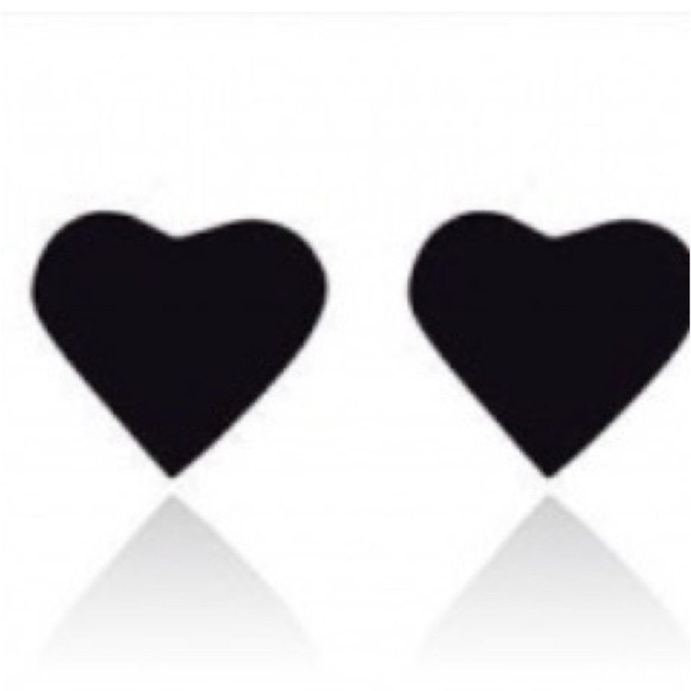Sterling Silver Black Heart Stud Earrings